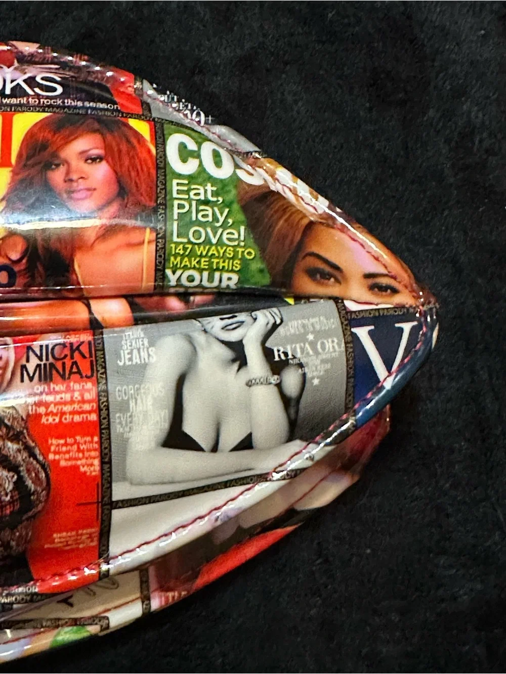 Lips Shaped Magazine Collage Clutch - Multicolor